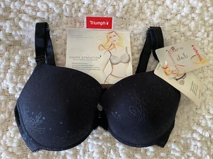 TRIUMPH NEW BRA shape sensation ultimate curve creator black 10109844 floral 10D - Picture 1 of 11