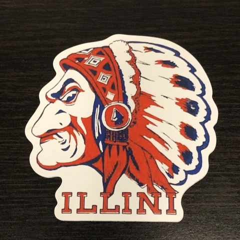 Chief Illiniwek Fighting Illini Magnet 3" x 2.97" + Cover