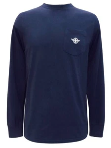 Maglia uomo cotone navy manica lunga prezzo consigliato £55 nuova con etichette S L XL - Foto 1 di 4