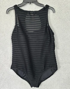 Ralph Lauren Women's Plus Size Ottoman Boatneck One Piece Swimsuit Black 20W NWT - Picture 1 of 7