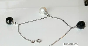 BRACCIALE IN ORO BIANCO, ONICE NERO E PERLA NATURALE "MORELLATO GOLD" HDN05 - Foto 1 di 3