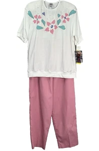 De Colección Años 80 Cricket Lane Conjunto Floral Top Cuentas Encaje Pull On Pantalones Mujer XL Stock Muerto - Imagen 1 de 17