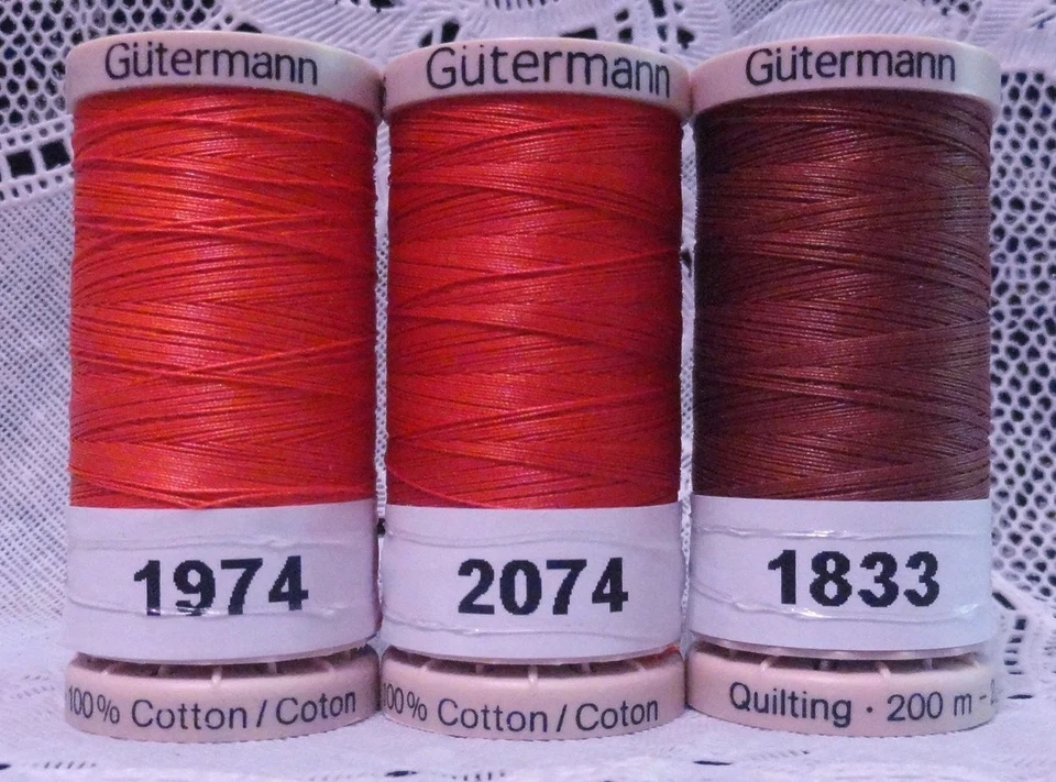 3 Red GUTERMANN 100% cotton hand thread for Quilting 220 yard Spools  - Image 1 of 1