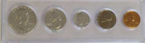 1955 Proof Set Uncirculated US Mint Silver Coins in Plastic Holder Cover