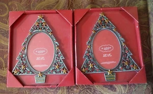 NOS 2 PC Lot St. Nicholas Square Christmas Tree Picture Frames 3.5” x 5” Photos - Picture 1 of 4