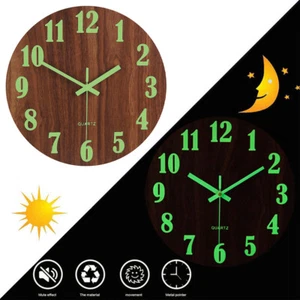 12''Wall Clock Glow In The Dark Silent Quartz Indoor/Outdoor Luminous Home Clock - Picture 1 of 13