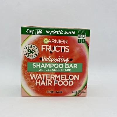 Garnier Fructis Watermelon Hair Food 2 In 1 Shampoo Bar Volumising Fine 60g - image 1 of 4
