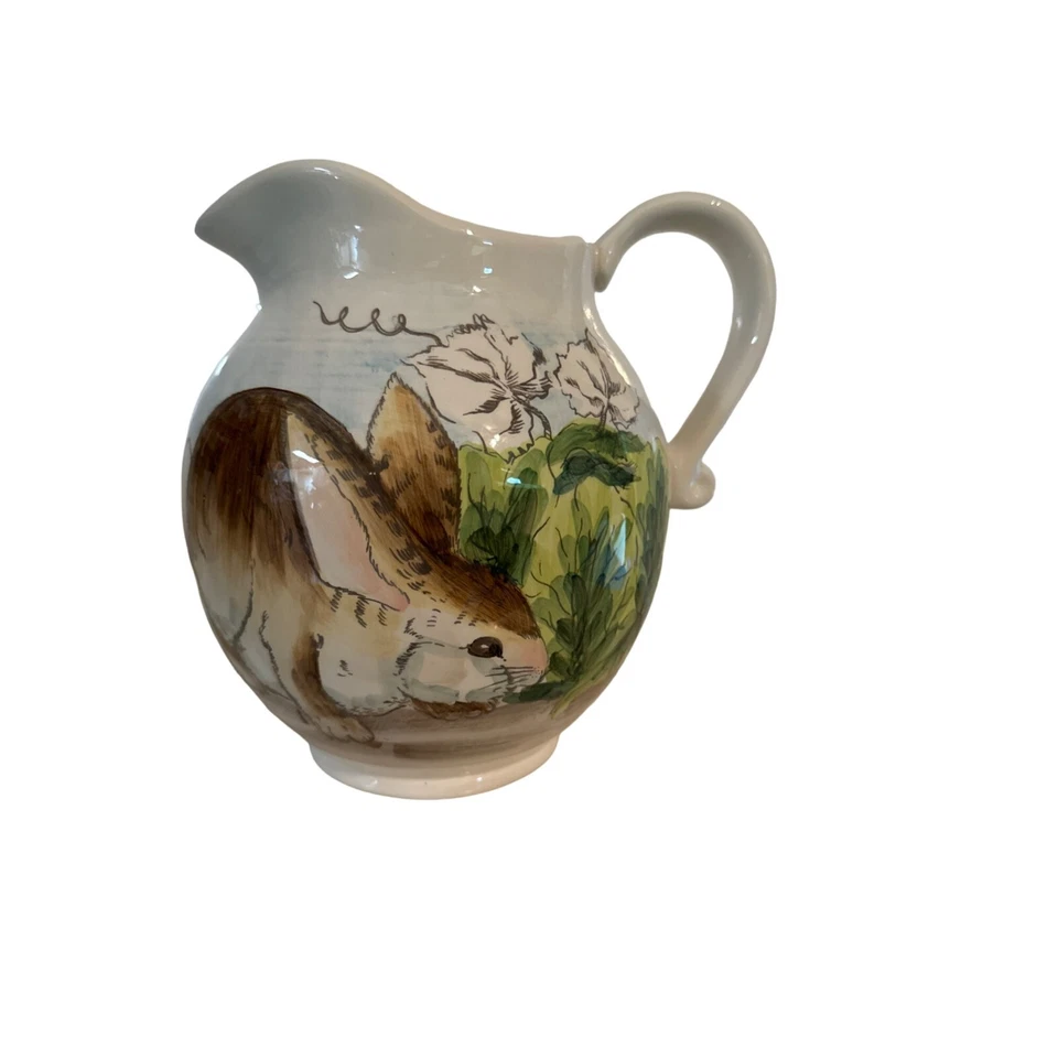 Jarra de cerámica Maxcera Spring "Cabbage Bunny" Rabbit Garden 8" Foto 1 de 4