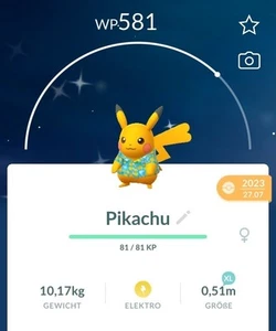  ✨#25 Shiny Pikachu (Camisa Turquesa) Pokémon Go✨ - Imagen 1 de 2