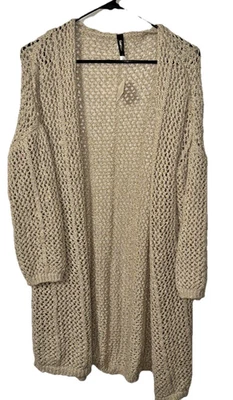 Cardigã suéter longo bronzeado garagem novo sem etiquetas tamanho grande - Imagem 1 de 4