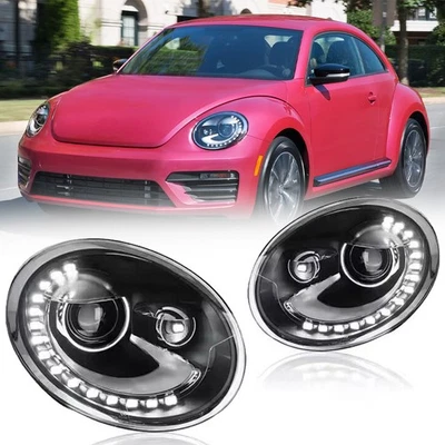 Pair LED Headlights With DRL For VW Beetle 2013 2014 2015 2016 2017 2018 2019 - Image 1 of 4