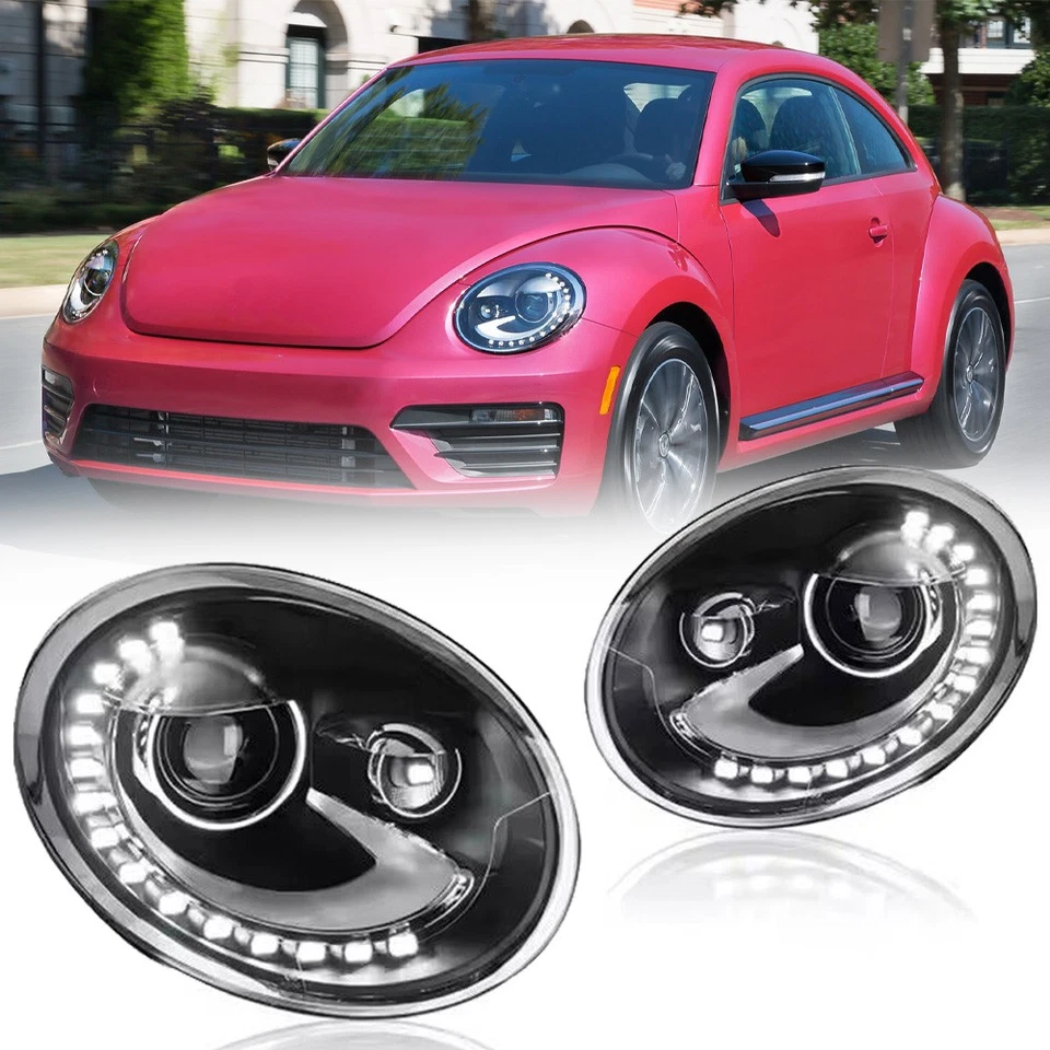 Pair LED Headlights With DRL For VW Beetle 2013 2014 2015 2016 2017 2018 2019 - Image 1 of 4