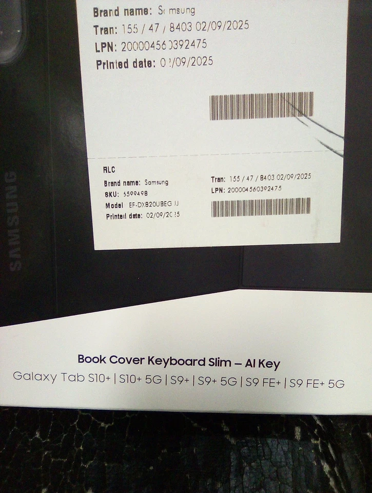 Samsung Galaxy Tab S10+/S9+/S9 FE+  Keyboard Slim w/AI Key  EF-DX820UBEGUJ - Image 1 of 2