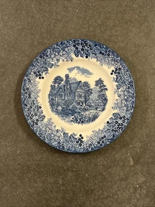 Wedgwood Queen’s Ware Romantico Inghilterra Piatto Insalata Blu Huddington Court 8 3/8" - Foto 1 di 7
