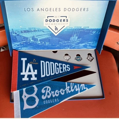 Los Angeles Dodgers Stadium Ballpark Exclusive Pennants And Pins In Box New - Image 1 of 2