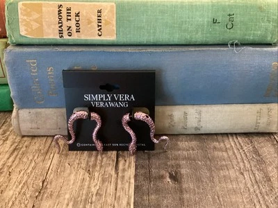 NUEVOS PENDIENTES PERFORADOS SERPIENTE SIMPLE VERA VERA WANG PÚRPURA DELANTERO TRASERO Halloween Foto 1 de 4
