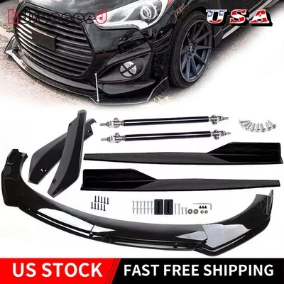 For Hyundai Veloster 2012-21 Front Bumper Lip Spoiler Side Skirt Splitter Strut - Image 1 of 4