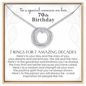 70th Birthday Gifts for Women 925 Sterling Silver 7 Circles Necklace For Her ... - Picture 1 of 6