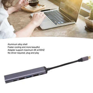 USB C Hub 6 In 1 Splitter Docking Station Male To High Definition Multimedia NEW - Afbeelding 1 van 12