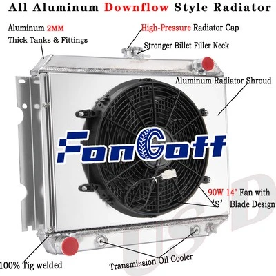 3-ROW ALUMINUM RADIATOR For 70-1972  DODGE CHARGER CORONET 22"BIG BLOCK - Image 1 of 4