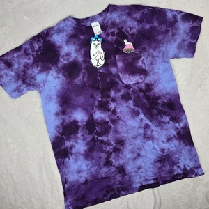Ripndip Shirt Mens XL Purple Tie Dye Mushroom Cat Graphic Pocket Tee Psychedelic - Picture 1 of 13