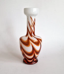 Vintage Large Murano CARLO MORETTI Brown/Orange Opaline Glass Vase - 26cm Tall - Picture 1 of 5