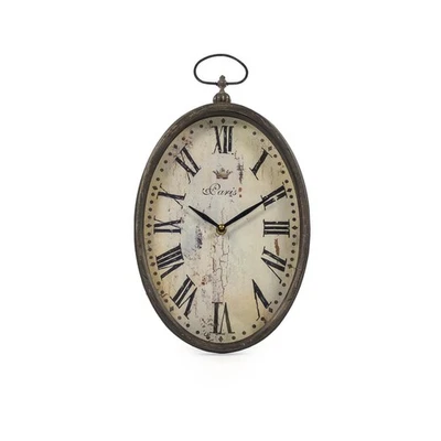Traditional Paris Oval Iron Wall Clock in Beige - Image 1 of 2
