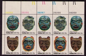 US USA Sc# 1837a MNH FVF PLATE # BLOCK Indian Mask Art Chilkat Tlingit Heiltsuk - Picture 1 of 1