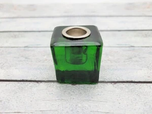 Green Glass 1/2 inch (.5 inch) Diameter Mini Chime Candle Holder / Cube Holder - Picture 1 of 10