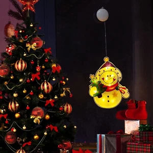 Window Christmas Hanging LED Light Ornament Suction Cup Battery Home Decor - Picture 1 of 7