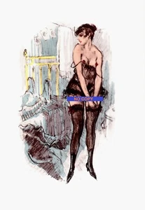 2 erotische Zeichnungen, FRAU ZIEHT SICH AUS - Format A4 - Bild 1 von 2