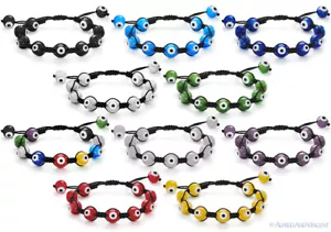 Bracciale Surfer Ciondolo Malocchio Turco Nazar Greco Ebreo Hamsa Kabbalah Macramè - Foto 1 di 11