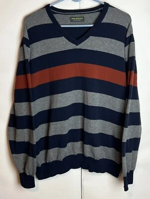 Suéter listrado John Bartlett Consensus - Masculino Extra Grande - Cinza laranja azul - Imagem 1 de 3