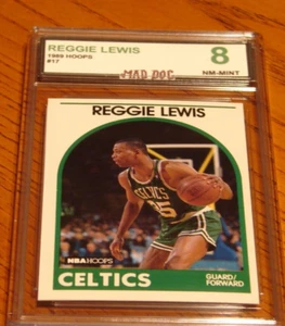 REGGIE LEWIS Rookie****1989 NBA HOOPS---MINT 8*****CELTICS---#17---Mad Dog - Picture 1 of 1