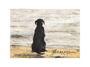 Black Dog Going Home by Sam Toft Seaside Ocean Art Print 12.25x8.75 in - Picture 1 of 1