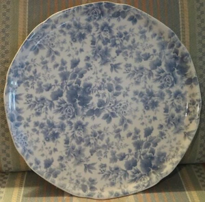 Nikko Tea Rose Blossom Time 11" cake plate blue & white - Picture 1 of 5
