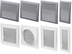 Lüftungsgitter Abluft-Gitter Lamellengitter mit Insektenschutz, Gebogen, Silber - Bild 1 von 8