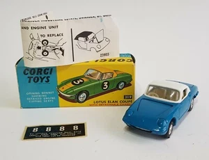 Rare Blue Corgi Toys 319, Lotus Elan Coupe Superb Pristine Mint Condition - Picture 1 of 11