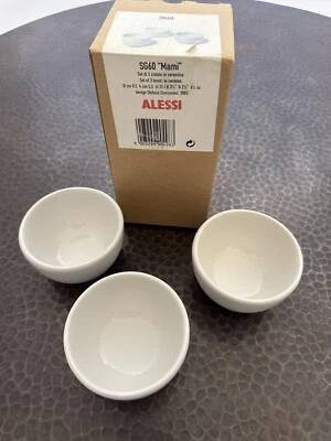 Alessi Mami Set of 3 Ceramic Bowls for Fondue by Stefano Giovannoni, White SG60 - Image 1 of 3