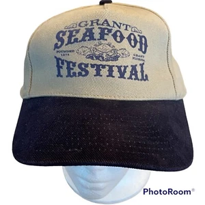 “Grant Seafood Festival “ Baseball 5 Panel Hat Cap Adjustable Strap Khaki/Blue - Picture 1 of 8