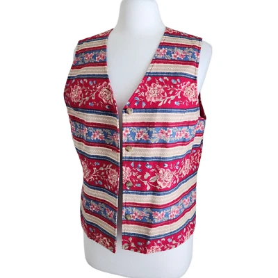 Vintage Talbots Granny Floral Vest Women size Large Cottagecore southwestern - Image 1 of 4