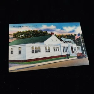 USO Club Burlington VT Vermont Linen Unposted Postcard - Picture 1 of 1