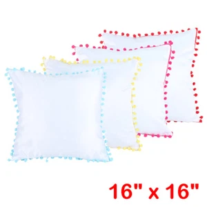10Pcs Sublimation Blank Pillow Case with Dot Edge DIY Printed Home Sofa Decor - Picture 1 of 25