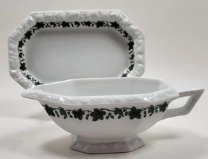 Rosenthal Gooseberry Green Leaves Gravy Boat with Underplate - Picture 1 of 3