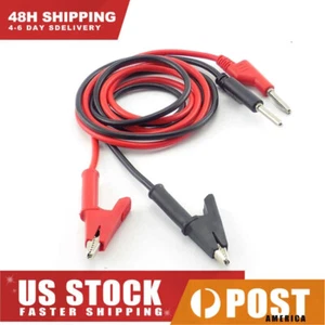 2 Stück Messleitung 4 mm stapelbar Bananenstecker auf Krokodil Krokodilklemme Kabel Draht - Bild 1 von 6