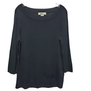 Vintage Women's XL Black Boat Neck Sweater Pullover 3/4 Sleeve Classic KIKIT - Picture 1 of 7