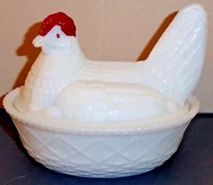 Vintage Westmoreland Milchglas Huhn Nesting Henne Deckel kleine Schüssel - Bild 1 von 10
