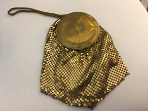 Art Deco Antique EVANS GOLD MESH Minaudiere Powder Compact Evening Bag - Picture 1 of 10