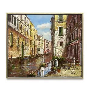 Hungryartist -Original Painting of Venice View on Canvas 20x24 Framed - Picture 1 of 6