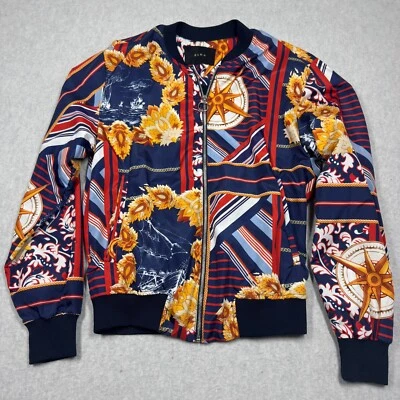 Chaqueta Bomber Zara Para Hombre Talla S/M Estampado Náutico Azul Rojo Cachemira Clásica Foto 1 de 4